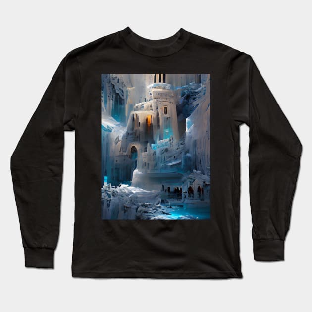 Ice Castle Fantasy Art Style Long Sleeve T-Shirt by abysarts